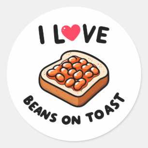 Ik hou van bonen op toast ronde sticker