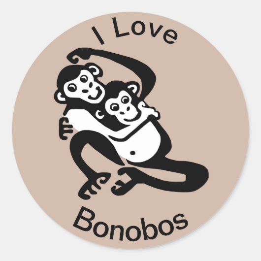 Ik hou van - BONOBOS - Chimpansee - Wildlife - Nat Ronde Sticker (Voorkant)