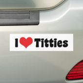 Ik hou van borsten bumpersticker (Op auto)