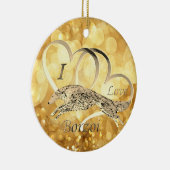 Ik hou van Borzoi kerstversiering Keramisch Ornament (Rechts)