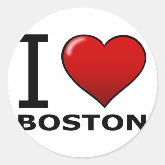 IK HOU VAN BOSTON, MA - MASSACHUSETTS RONDE STICKER (Voorkant)