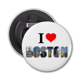 Ik hou van Boston Massachusetts City Reisfoto's Button Flesopener