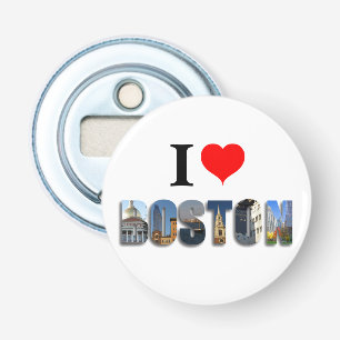 Ik hou van Boston Massachusetts City Reisfoto's Button Flesopener