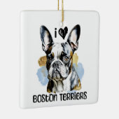Ik hou van Boston Terriers gepersonaliseerd Keramisch Ornament (Rechts)