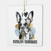 Ik hou van Boston Terriers gepersonaliseerd Keramisch Ornament (Links)
