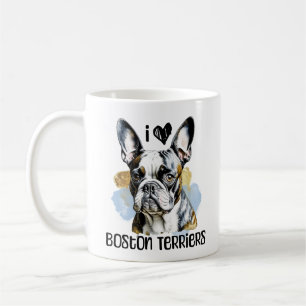 Ik hou van Boston Terriers gepersonaliseerd Koffiemok