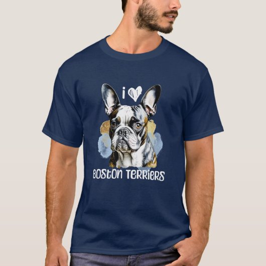 Ik hou van Boston Terriers T-shirt (Voorkant)