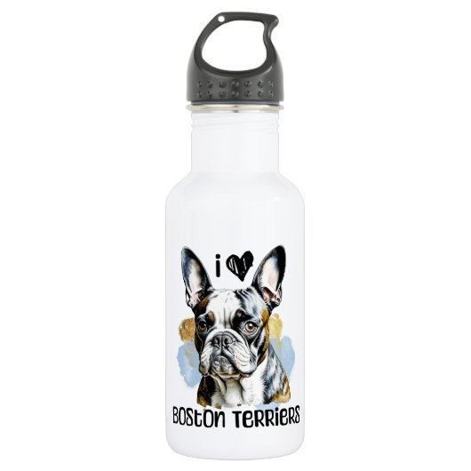 Ik hou van Boston Terriers Waterfles (Voorkant)
