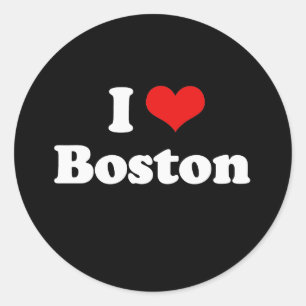 Ik hou van Boston Tshirt White Tshirt Ronde Sticker