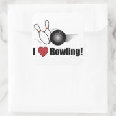 Ik hou van Bowling! Vierkante Sticker (Tas)