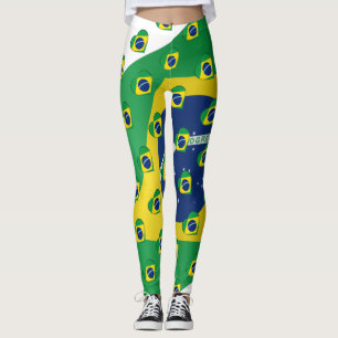 Ik hou van Braziliaanse vlaggenkleuren Funny Leggings