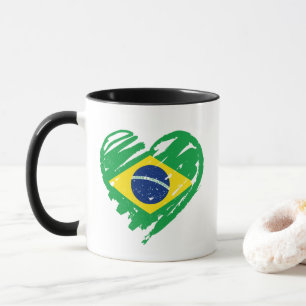Ik hou van Brazilië - Braziliaans vlaggenhart Mok