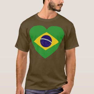 Ik hou van Brazilië hartvormige Braziliaanse vlag T-shirt