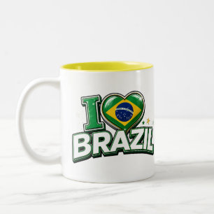 Ik hou van Brazilië Patriottische Voetbal Fan Mok 