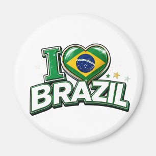 Ik hou van Brazilië Patriottische Voetbalfan Br Magneet