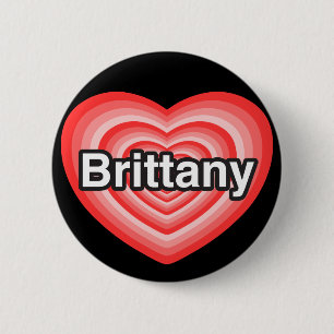 Ik hou van Bretagne. Ik hou van je Brittany. Hart Ronde Button 5,7 Cm