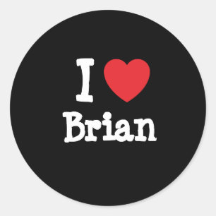 Ik hou van Brian hart op maat gepersonaliseerd Ronde Sticker