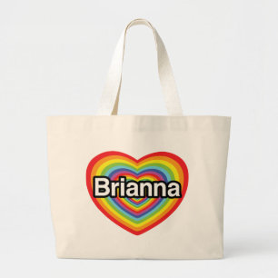 Ik hou van Brianna: regenbooghart Grote Tote Bag