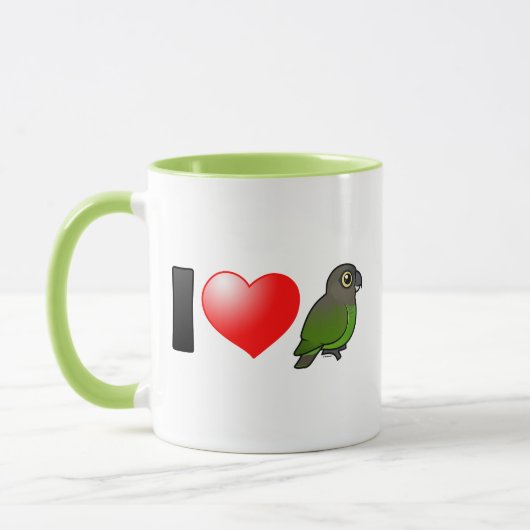 Ik hou van bruine papegaaien mok (Links)