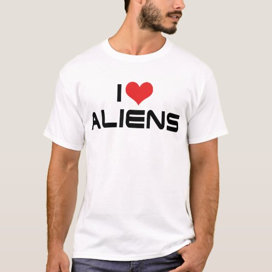Ik hou van buitenaardse wezens t-shirt (Voorkant)