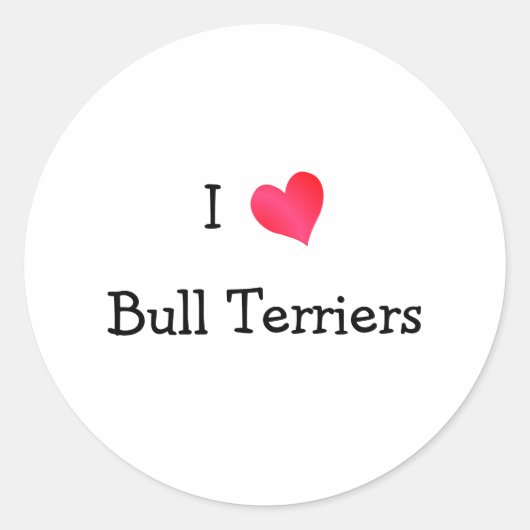 Ik hou van Bull Terrier Ronde Sticker (Voorkant)