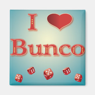 Ik hou van Bunco in rood met rode dok Magneet