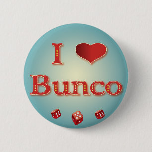 Ik hou van Bunco in rood met rode dok Ronde Button 5,7 Cm