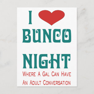 ik hou van bunco nacht briefkaart
