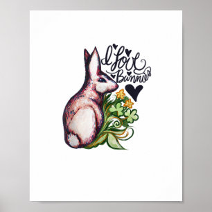 Ik hou van Bunnies Fun Bunny Rabbit artwork Poster