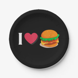 Ik hou van Burger Cheeseburger Ongezond Eten Papieren Bordje
