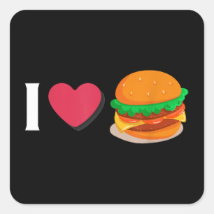 Ik hou van Burger Cheeseburger Ongezond Eten Vierkante Sticker