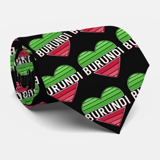 ik hou van burundi, burundese hart stropdas (Opgerold)