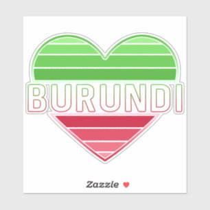 ik hou van burundi, burundese vlag kleuren hart sticker