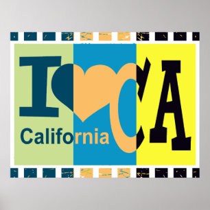 Ik hou van Californië - Pop kunst Poster