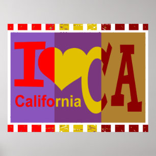 Ik hou van Californië - Pop kunst Poster