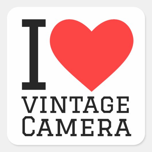 Ik hou van  camera vierkante sticker (Voorkant)