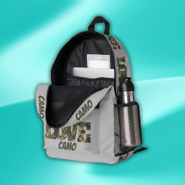 Ik hou van camouflage groen bruin | bedrukte rugzak