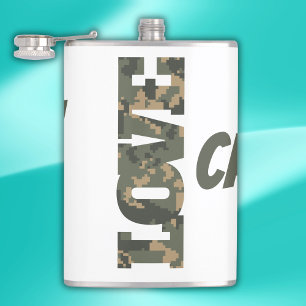 Ik hou van camouflage groen bruin heupfles