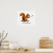 "Ik hou van Camping" Fun Squirrel Roasting Marshma Poster (Keuken)