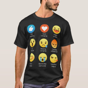 Ik hou van Camping Happy Camper Emoji Emoticon T-s T-shirt