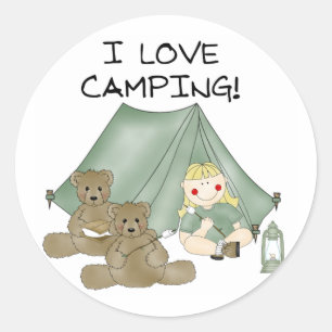 Ik hou van Camping Ronde Sticker