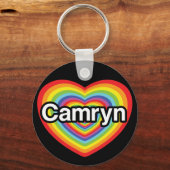 Ik hou van Camryn: regenbooghart Sleutelhanger (Voorkant)