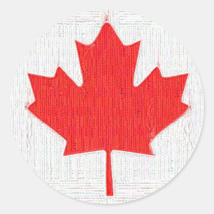 Ik hou van Canada! Canadian Flag Stitch Look Desig Ronde Sticker