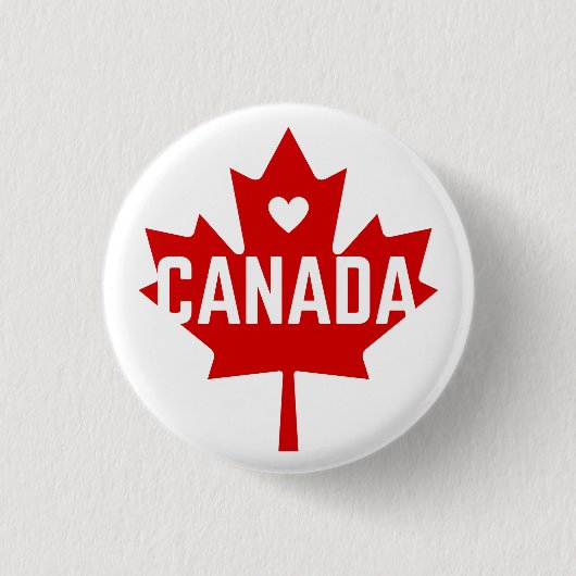 Ik hou van Canada Leaf Ronde Button 3,2 Cm (Voorkant)