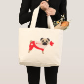 Ik hou van Canada Pug Grote Tote Bag (Voorkant (product))