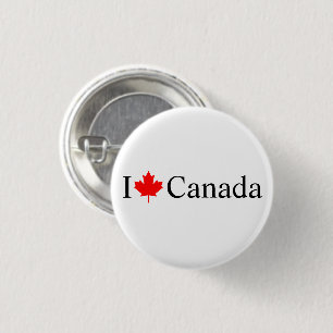 Ik hou van Canada typografie met rode esdoorn blad Ronde Button 3,2 Cm