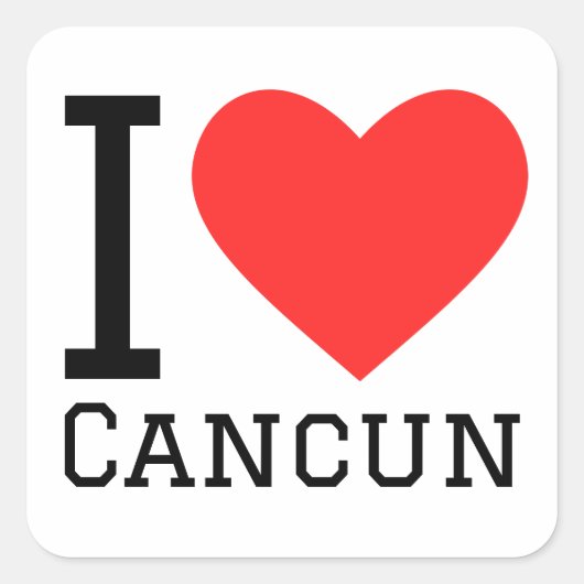 Ik hou van Cancun Vierkante Sticker (Voorkant)