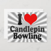 Ik hou van Candlepin Bowling Briefkaart (Voorkant / Achterkant)