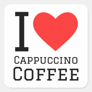 Ik hou van cappuccino koffie vierkante sticker