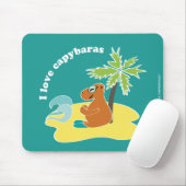Ik hou van capybara's Tropisch strand kunst Muismat (Met muis)